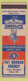 Matchbook Cover - Citizens Auto Insurance Howell MI Pat Brogan Ionia MI