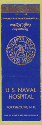 Matchbook Cover - US Naval Hospital Portsmouth NH Pearl Harbor reference