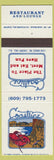 Matchbook Cover - Coastline Restaurant Cherry Hill NJ lobster