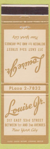 Matchbook Cover - Louise Jr Restaurant? New York CIty