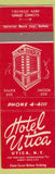 Matchbook Cover - Hotel Utica NY