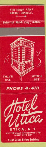Matchbook Cover - Hotel Utica NY