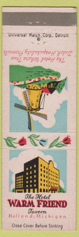 Matchbook Cover - Hotel Warm Friend Tavern Holland MI