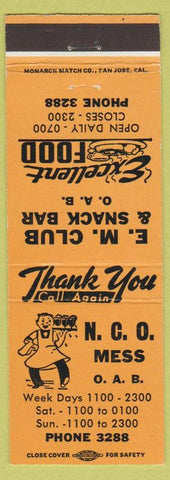 Matchbook Cover - NCO Mess OAB