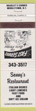 Matchbook Cover - Sonny's Restaurant Italian Middletown NY