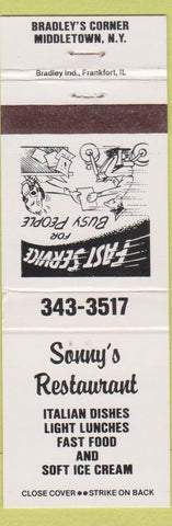 Matchbook Cover - Sonny's Restaurant Italian Middletown NY