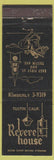 Matchbook Cover - Reverse House Restaurant Tustin CA