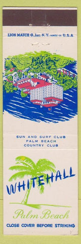 Matchbook Cover - Whitehall Sun and Surf Club Palm Beach FL