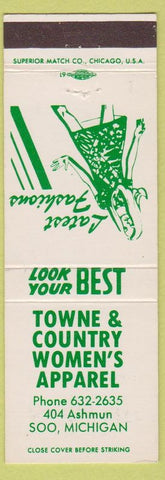 Matchbook Cover - Towne and Country Women's Clothes Soo Township MI girlie
