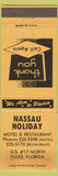 Matchbook Cover - Nassau Holiday Motel Restaurant Yulee FL WEAR