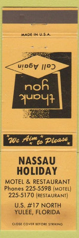 Matchbook Cover - Nassau Holiday Motel Restaurant Yulee FL WEAR