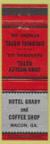 Matchbook Cover - Hotel Grady Macon GA Savanna Athens