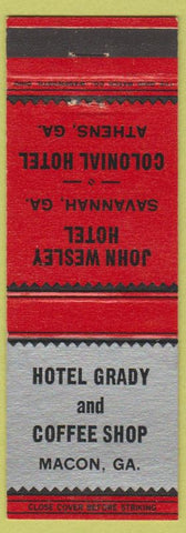 Matchbook Cover - Hotel Grady Macon GA Savanna Athens