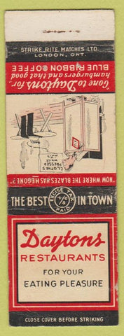 Matchbook Cover - Daytons Restaurants Toronto ON WORN