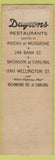 Matchbook Cover - Daytons Restaurants Toronto ON WORN