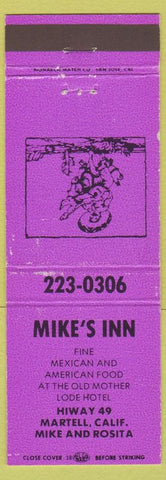 Matchbook Cover - Mike's Inn Martell CA WEAR