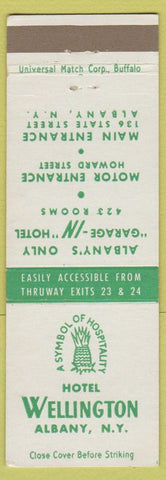 Matchbook Cover - Hotel Wellington Albany NY