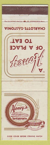 Matchbook Cover - Honey Restaurant Charlotte Gastonia NC WEAR