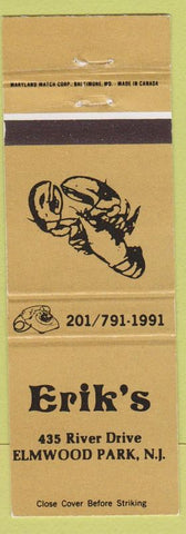 Matchbook Cover - Erik's Restaurant Elmwood Park NJ lobster