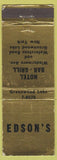 Matchbook Cover - Edson's Hote lBar Grill Greenwood Lake NY