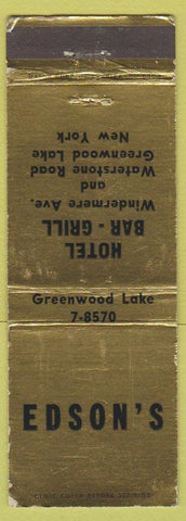 Matchbook Cover - Edson's Hote lBar Grill Greenwood Lake NY