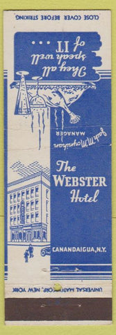 Matchbook Cover - Webster Hotel Canandaigua NY