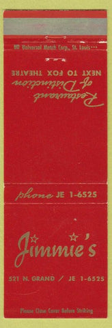 Matchbook Cover - Jimmie's Restaurant St Louis MO
