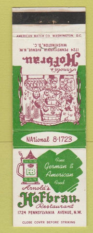 Matchbook Cover - Arnold's Hofbrau Washington DC German