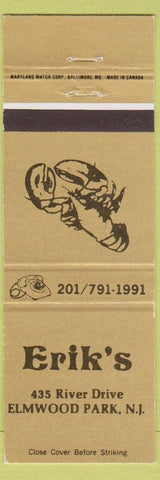 Matchbook Cover - Erik's Restaurant Elmwood Park NJ lobster