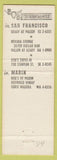 Matchbook Cover - BOB Restaurants San Francisco CA Marin