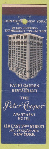 Matchbook Cover - Peter Cooper Hotel New York City