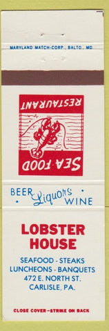 Matchbook Cover - Lobster House Restaurant Carlisle PA