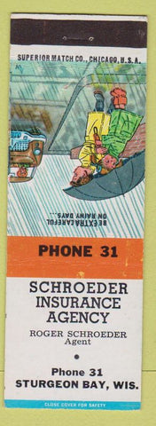 Matchbook Cover - Schroeder Insurance Sturgeon Bay WI low phone #