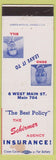 Matchbook Cover - Schirmer Insurance NO TOWN WEAR