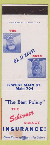Matchbook Cover - Schirmer Insurance NO TOWN WEAR