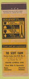 Matchbook Cover - Scott Farm Cedar Lake IN Eggs Goat Milk Pigeons Advance