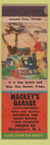 Matchbook Cover - Mackey's Garage Blairstown NJ Allis Chalmers Tydol oil gas