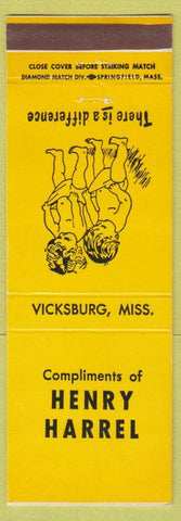 Matchbook Cover - Henry Harrell Vicksburg MS