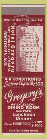 Matchbook Cover - Gregory's Restaurant Brooklyn NY