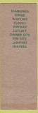Matchbook Cover - Metropolitan Jewelery Montreal QC