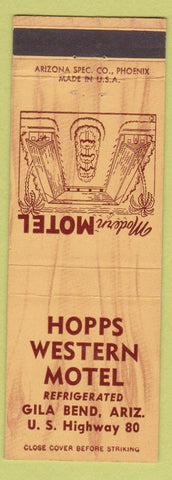 Matchbook Cover - Hopps Western Motel Gila Bend AZ