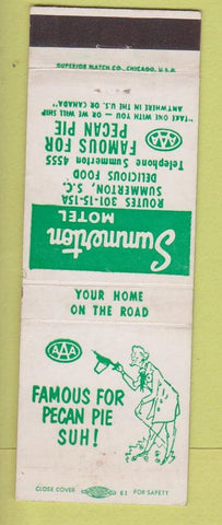 Matchbook Cover - Summerton Motel Summerton SC Pecan Pie