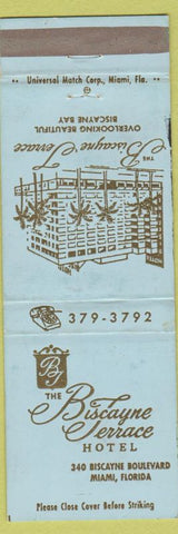 Matchbook Cover - Biscayne Terrace Hotel Miami FL WEAR