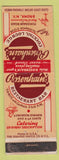 Matchbook Cover - Rosenhain's Cocktail Lounge Bronx NY Restaurant