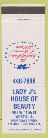 Matchbook Cover - Lady J's House of Beauty Worth IL