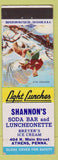 Matchbook Cover - Shannon's Soda Bar Athens PA