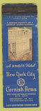 Matchbook Cover - New York City Cornish Arms Hotel WORN