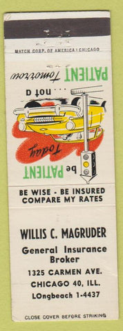 Matchbook Cover - Willis Magruder Insurance Chicago IL WEAR