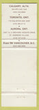 Matchbook Cover - The Unicorn Irish Rovers Free House Toronto ON Aurora Calgary