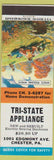Matchbook Cover - Tri State Appliance Chester PA